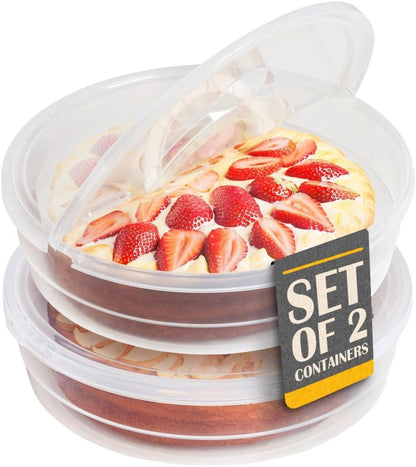 2 Pack Pie Carrier with Airtight Lid - BPA Free Pie Storage Container with Cover - Transport Keeper for Most Bakery - Plastic Pie Dish Holder