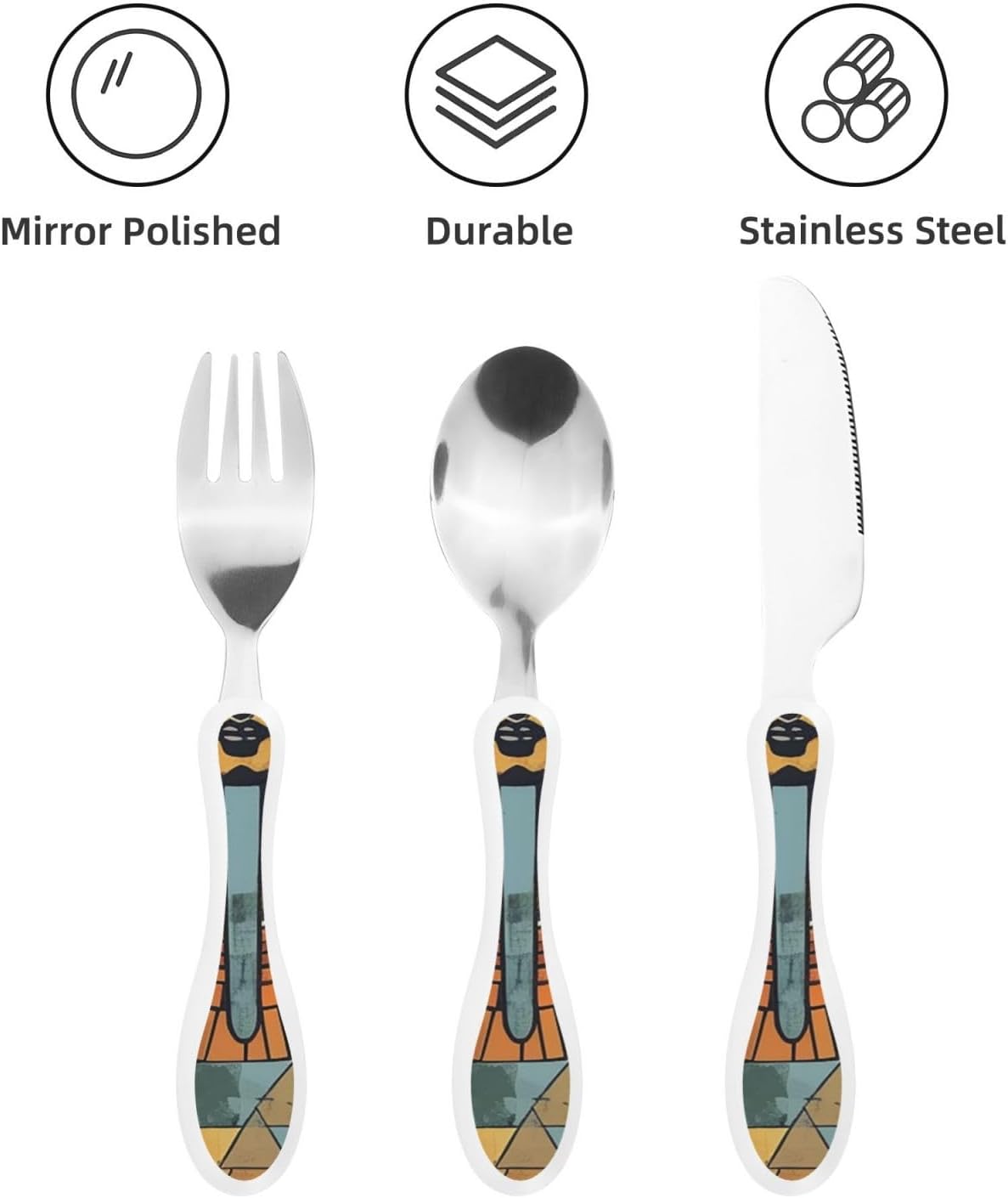 3-Piece Kids Silverware Set With Storage Case, Stainless Steel Reusable Children Safe Knife Spoon Fork Set Tropical Sunset Seaside Children Flatware Set For Kids Lunch Box