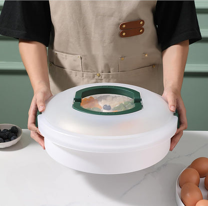 10 Inch Portable Pie Carrier with Lid and Tray 3-In-1 Round Cupcake Container Egg Holder Muffin Tart Cookie Keeper Food