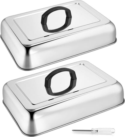 HaSteeL Rectangular Basting Cover, Stainless Steel Cheese Melting Dome Steaming Cover Lid, Heavy Duty Griddle Grill Accessories for Flat Top Teppanyaki BBQ Kitchen Indoor & Outdoor, Dishwasher Safe
