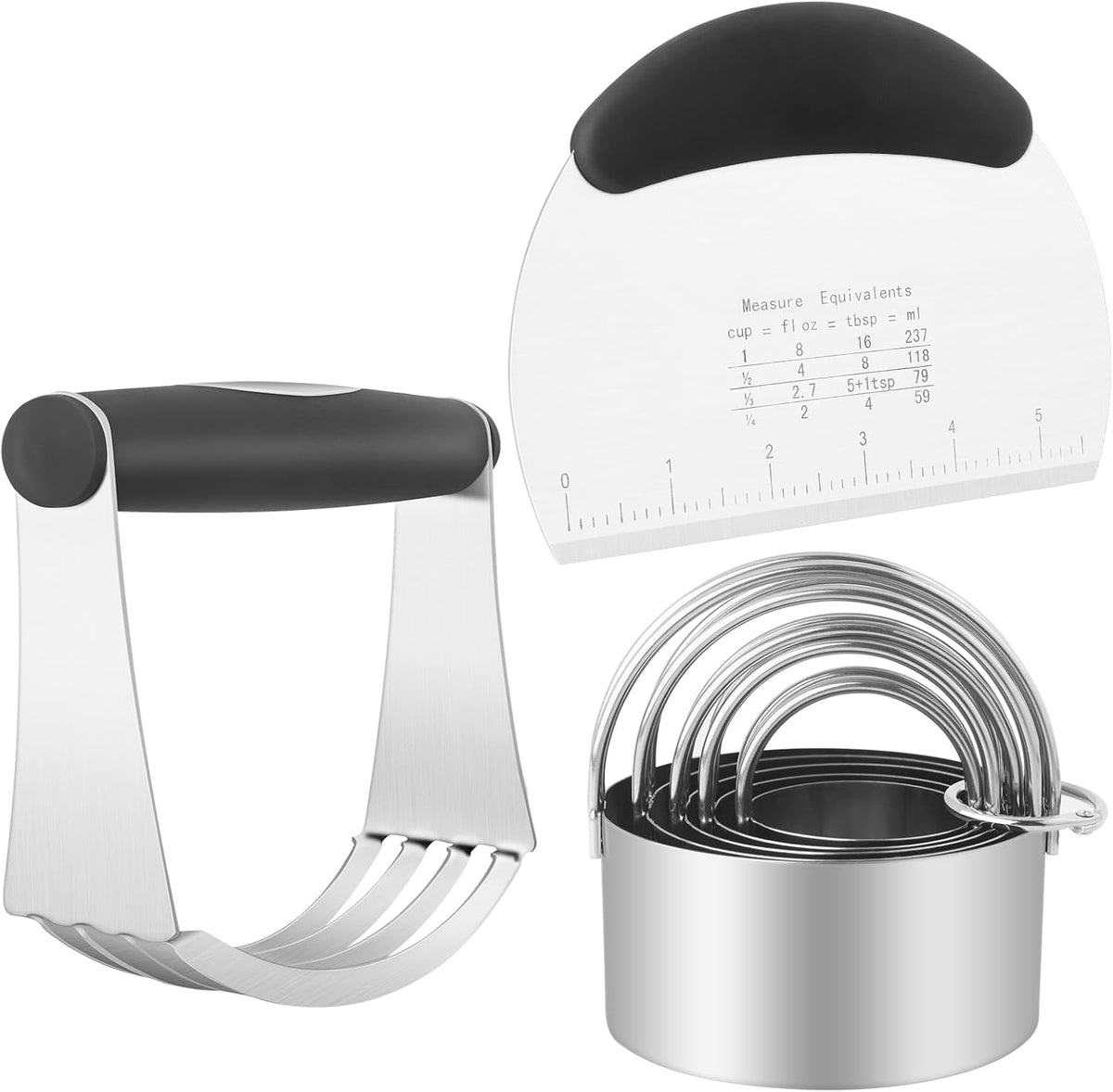 Cookie Cutters Set, 7-Piece with Dough Blender & Scraper