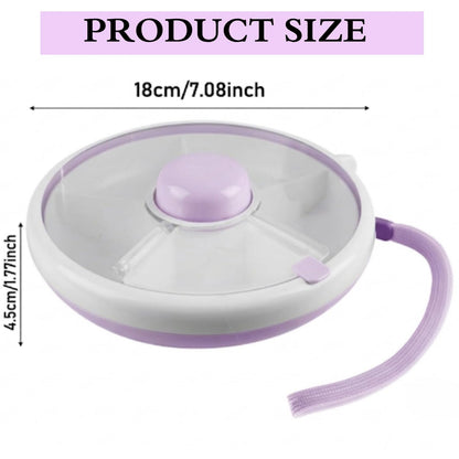 Proudy Portable Snack Spinner Bundle, Food Storage Container, Spinner Box with Rotating Storage, Reusable Kids Snack Container with 5 Compartment Dispenser and Lid, Spinner Box (Light Green)