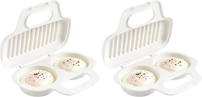 Microwave Egg Poacher BPA-Free by Dependable Industries Inc. Essentials – Quick & Easy 2-Cavity Egg Cooker for Perfect Poached Eggs in Minutes – Dishwasher & Microwave Safe