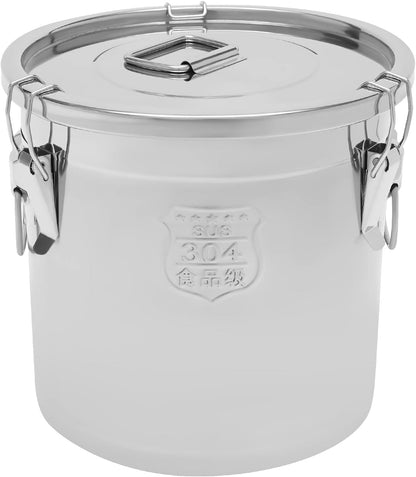 DYNAMI 12.7Gal 304 Stainless Steel Rice Storage Container,Extra Large Food Grade Canister,40-90Lbs Sealed Rice Bucket with Airtight Lid and Locking Buckle,for Rice, Flour, Grain (48L)