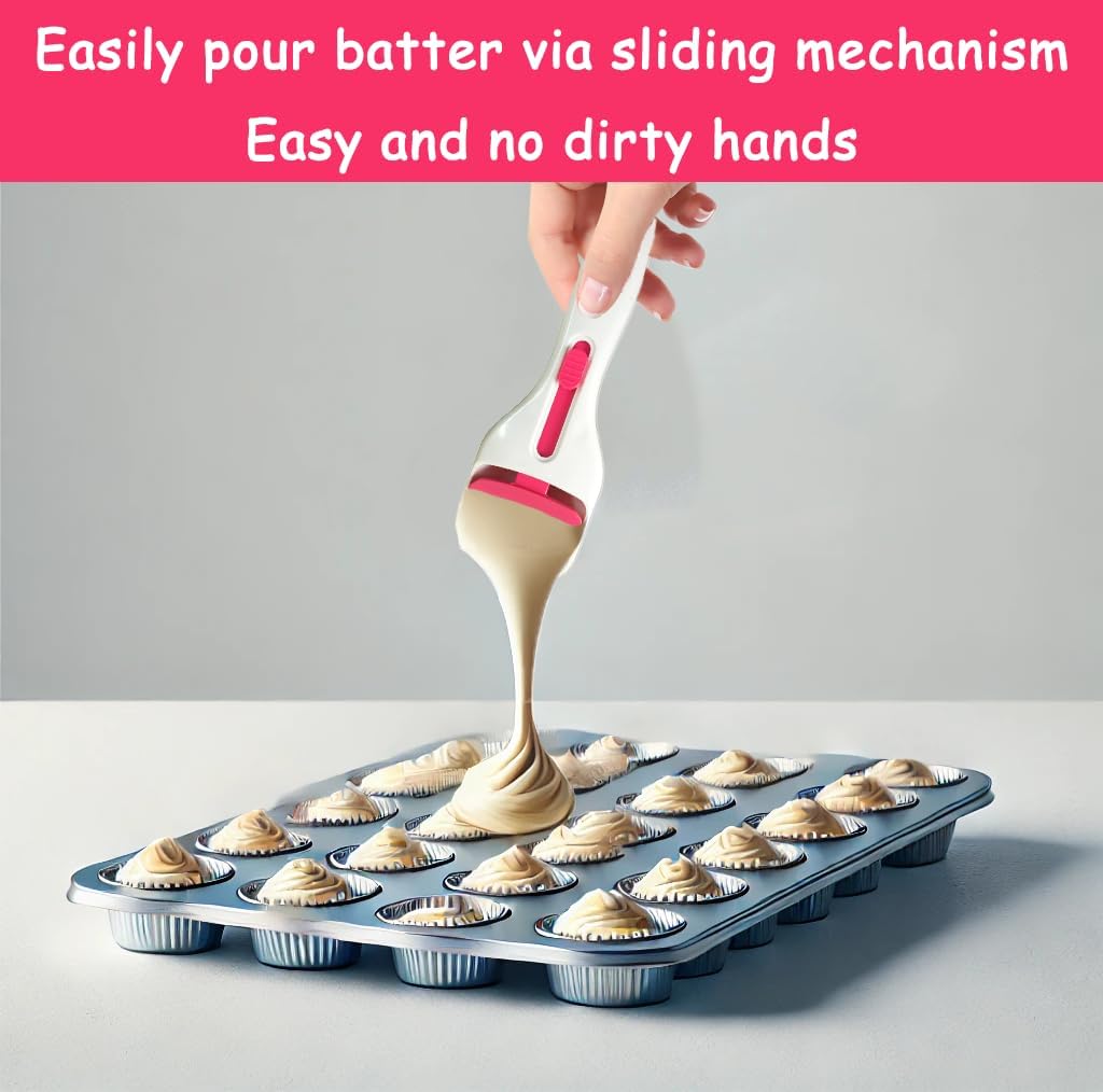 Cupcake Batter Dispenser Scoop with One-Touch Sliding Button