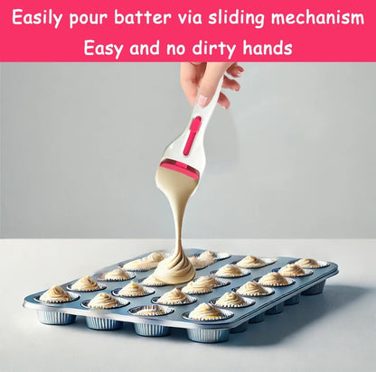 Cupcake Batter Dispenser Scoop with One-Touch Sliding Button