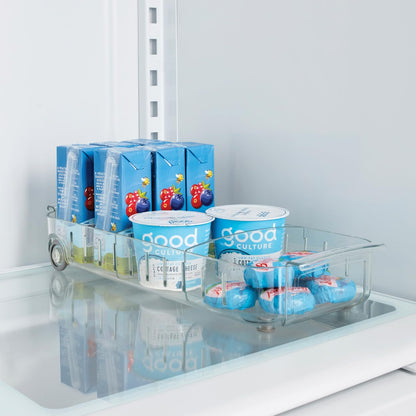YouCopia RollOut Fridge Caddy BPA-Free Clear Rolling Refrigerator Organizer Bin with Adjustable Dividers and Handles, 9" Wide