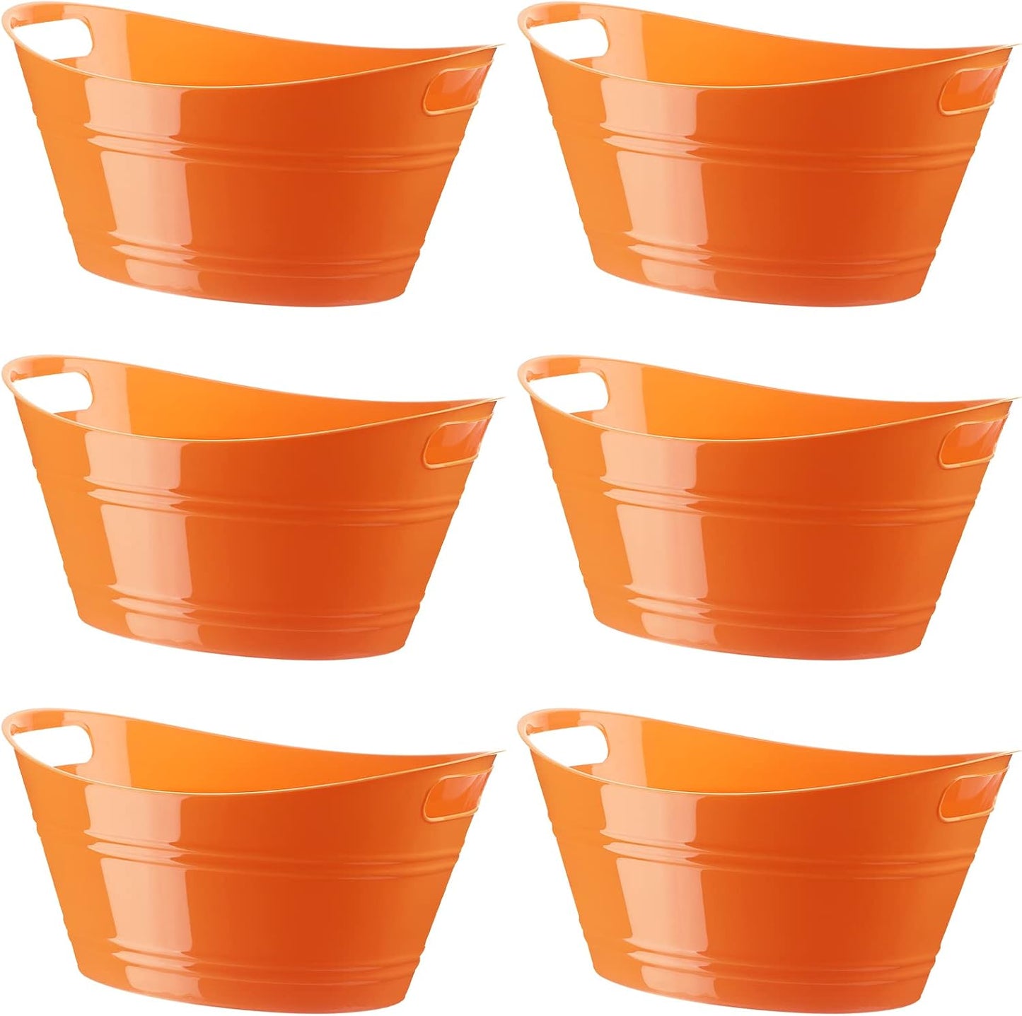 Patelai 6 Pcs Ice Buckets Bulk, Plastic Ice Buckets with Handles, Oval Storage Tub, Large Capacity Drink Tub for Party Bar Wine Beer Champagne Beverage Bottle Cooler(4.5 Liter,Clear)