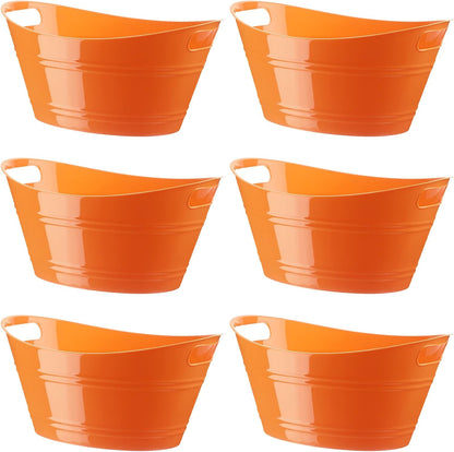 Patelai 6 Pcs Ice Buckets Bulk, Plastic Ice Buckets with Handles, Oval Storage Tub, Large Capacity Drink Tub for Party Bar Wine Beer Champagne Beverage Bottle Cooler(4.5 Liter,Clear)
