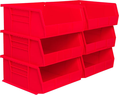 Akro-Mils 30235 AkroBins Plastic Storage Bins, Space-Saving Stackable Bins for Garage, Pantry, Craft Organization, 11" x 11" x 5", Clear, 6-Pack