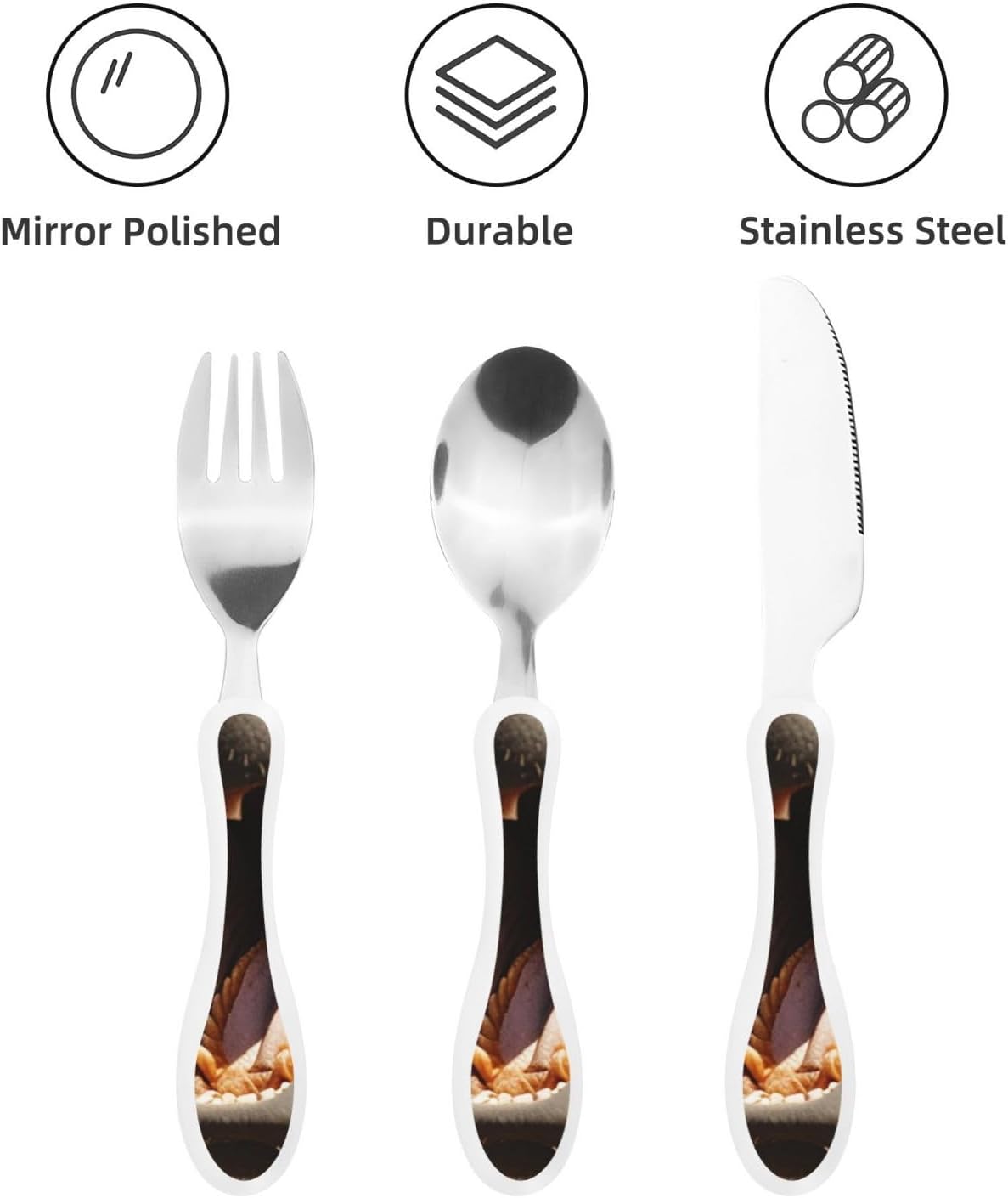 3-Piece Kids Silverware Set With Storage Case, Stainless Steel Reusable Children Safe Knife Spoon Fork Set African Lion Black And White Children Flatware Set For Kids Lunch Box