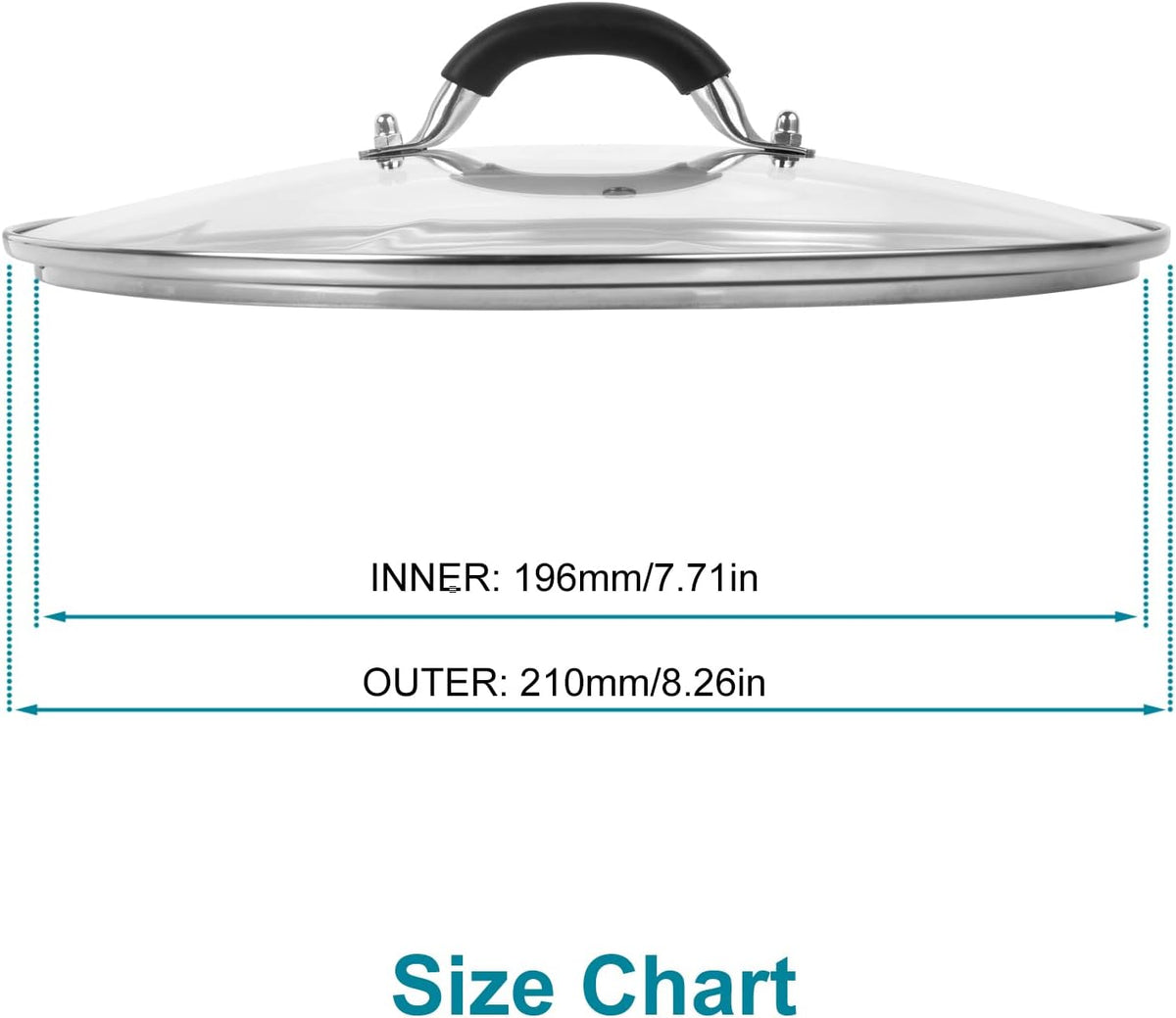 12 Inch Pan Lid - Glass Lid with Stainless Steel Handle for Frying Pan and Pots (12" Lid)