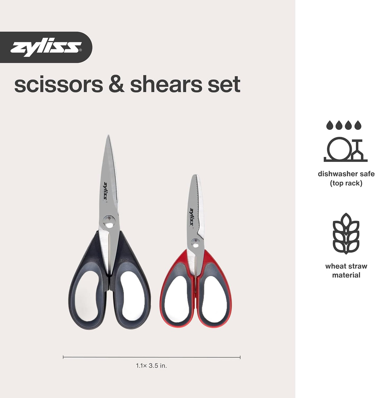Zyliss Herb Snippers with Integrated Stem Stripper – Precision Blade Kitchen Scissors for Fresh Herbs, Parsley, Cilantro & Chives – Ergonomic Wheat Straw Handle, Left/Right-Handed, Dishwasher Safe