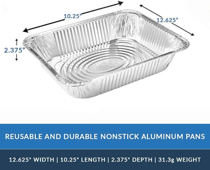 Nicole Home Collection Aluminum Pans With Lids Half Size 9x13 Extra Heavy Duty, Disposable Foil Pans For Baking (25 Sets)