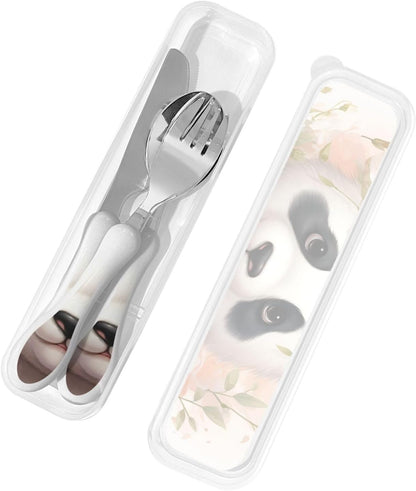 3-Piece Kids Silverware Set With Storage Case, Stainless Steel Reusable Children Safe Knife Spoon Fork Set Colorful Abstract Dragonfly Children Flatware Set For Kids Lunch Box