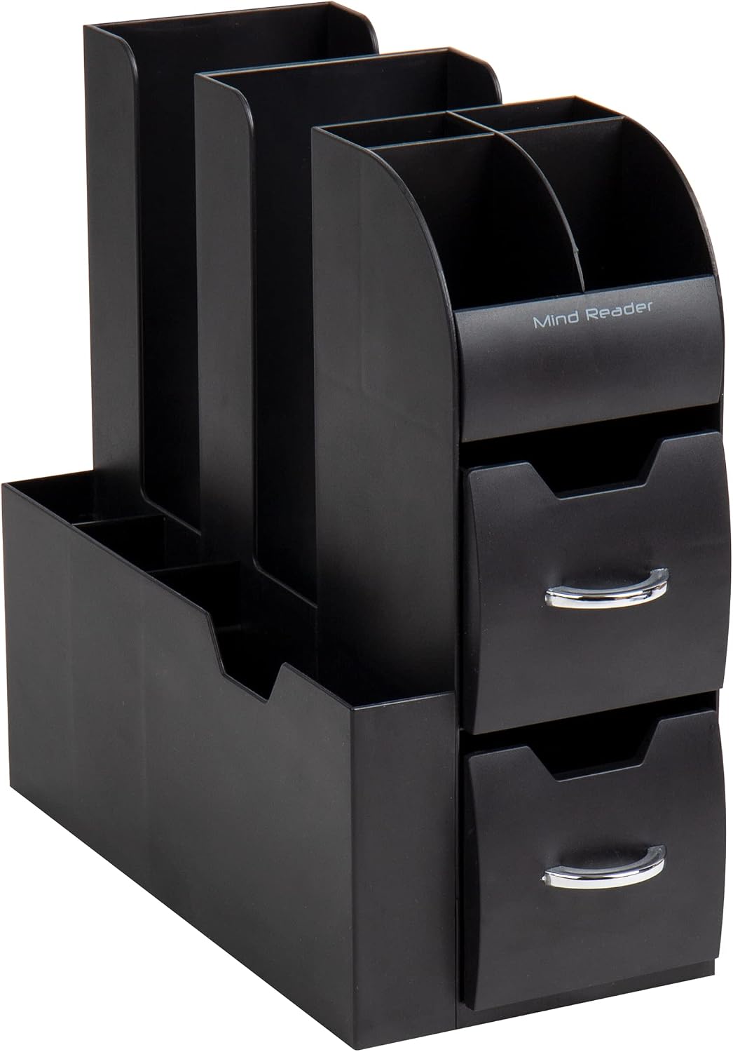 Mind Reader Cup and Condiment Station, Countertop Organizer, Coffee Bar, Kitchen, Stirrers, 5.35"W x 11.25"L x 11.15"H, Black
