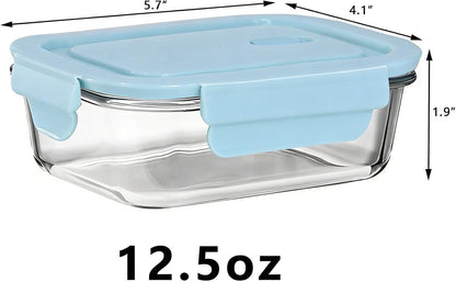 FEOOWV 4Pack 13oz/0.37L Glass Meal Prep Containers with Lids, Glass Storage Containers with Lids, BPA-Free, Pantry Organizers and Storage, Freezer to Oven Safe (Pink)
