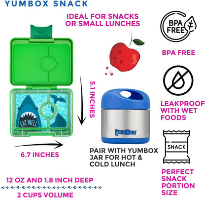 Yumbox Snack Box, 3 Compartments, Leakproof, Glitter Blue | Built-In Dip Well | Removable Compartment Tray | Easy-Open Single Latch | Lightweight & Compact | Perfect for Snacks & Sides