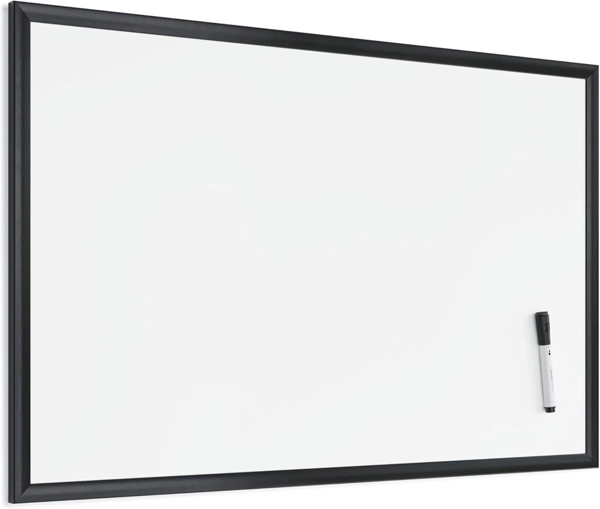 U Brands Framed Magnetic Weekly Calendar Dry Erase White Board, Office Supplies, Black Frame, with Marker, Magnet, 11” x 18”