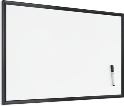 U Brands Framed Magnetic Weekly Calendar Dry Erase White Board, Office Supplies, Black Frame, with Marker, Magnet, 11” x 18”