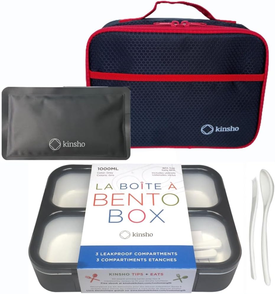 kinsho Lunch Box for Kids Boys Girls - Bento Box Set with Insulated Bag and Ice Pack, 6 Compartment Leak Proof Food Container, BPA-Free, Microwave Safe, Ideal for School & Work, Teal