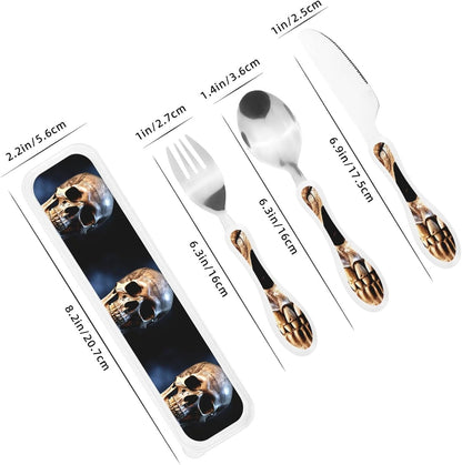 3-Piece Kids Silverware Set With Storage Case, Stainless Steel Reusable Children Safe Knife Spoon Fork Set Samurai Children Flatware Set For Kids Lunch Box
