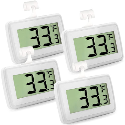 Digital Refrigerator Thermometer, Waterproof Freezer Room Thermometer,High Precision Fridge Alarm Thermometer with Hook for Kitchen Home,°C/°F Convertible