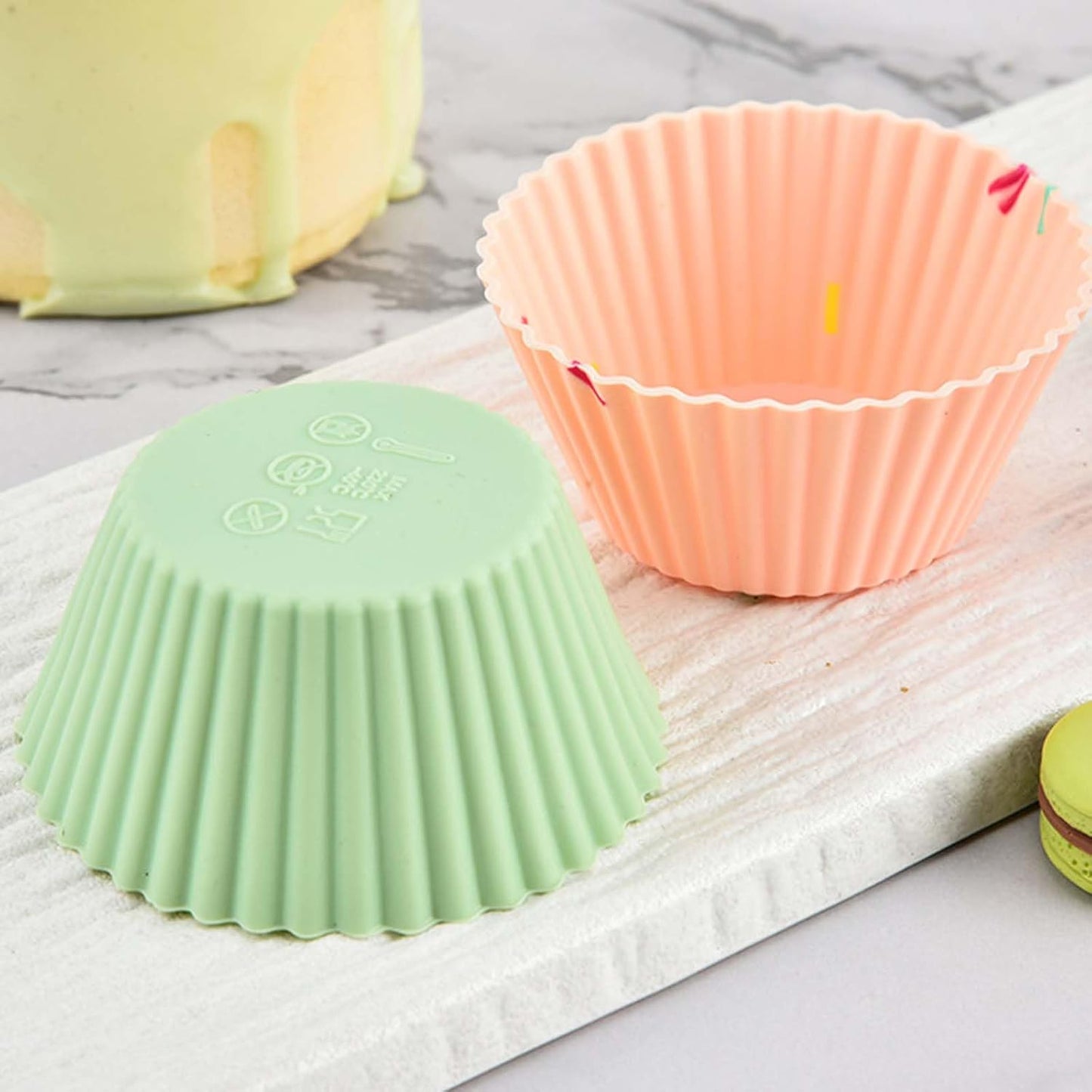 48 Pack Silicone Muffin Cups, Silicone Baking Cups, Muffin Liners, Reusable Cupcake Liners Nonstick, 9 Shapes Pastry Cake Molds Bento Lunch Box Dividers