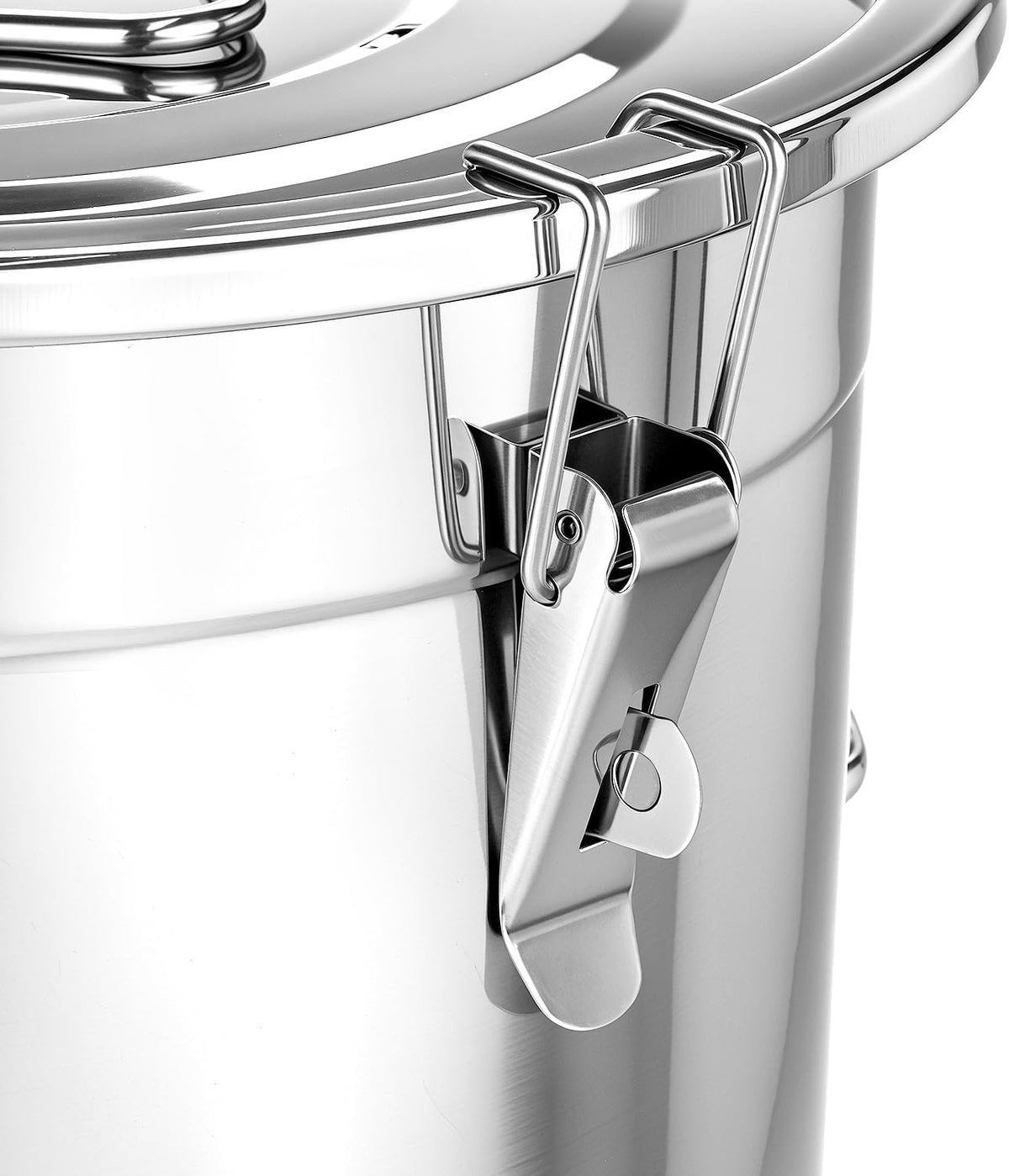 QWORK 5.5 Gallon 304 Stainless Steel Airtight Container, 21L 710oz Metal Storage Bin with Locking Lid & Side Handles, Heavy Duty Canister for Pet Food, Rice, Flour