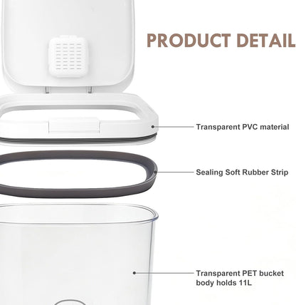 LEAWALK 10Lbs/10.57Qt Airtight Dog Cat Food Storage Container and Dog Treat Containers BPA-Free, PET Clear Stackable Pet Storage Bin, Pop Top, 1-Cup Scoop for Pet Food/Rice/Flour/Bread/Grains