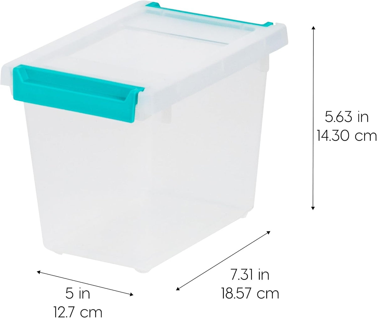 IRIS USA 12 Qt. Craft Storage Bins with Lids, 4-Pack, |Made in USA|, Clip Box, Medium Plastic Sensory Bin Tote Organizer Containers for Art Supplies, Paper, & Office, Stackable - Clear/Seafoam Blue