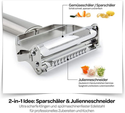 Vegetable Peeler，SZYIKUER Stainless Steel 2 in 1 Julienne Vegetable Peeler Perfect for Carrot Potato Melon Gadget Vegetable Fruit