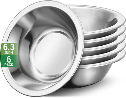304(18/8) Stainless Steel Mixing Bowls for Kitchen, 6.3" 13.67 fl.oz Metal Mixing Bowls Set Stackable for Baking Serving Cooking Food Prep Storage Dishwasher Safe Lightweight