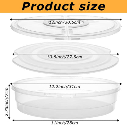 2 Pcs Clear Pie Containers With Lids and Handle, Round Plastic Pie Carrier Reusable Leftover Pizza Storage Container Box Double-Layer Food Tray with Cover for Cake Cookies Cheesecake Pastry
