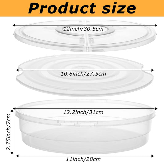 2 Pcs Clear Pie Containers With Lids and Handle, Round Plastic Pie Carrier Reusable Leftover Pizza Storage Container Box Double-Layer Food Tray with Cover for Cake Cookies Cheesecake Pastry