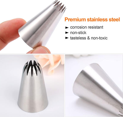 5Pcs Large Piping Tips Set, Stainless Steel Frosting Tips