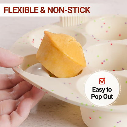 CAKETIME Silicone Mini Muffin Pan, 24 Cups Nonstick Mini Cupcake Pan for Baking Muffin, Cupcake, Egg Bites, Fat Bomb, 1 Pack Confetti