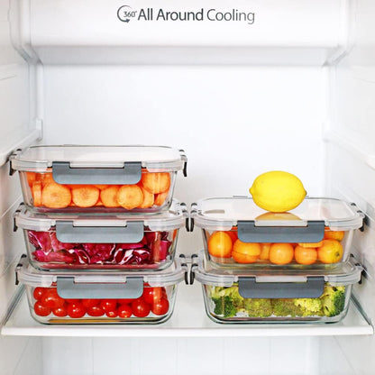 DAS TRUST 5 Pack 36oz Bento Box Glass Meal Prep Container 3 Compartment Glass Food Storage Containers with Lids Meal Prep Bowls Lunch Box Lunch Container for Oven