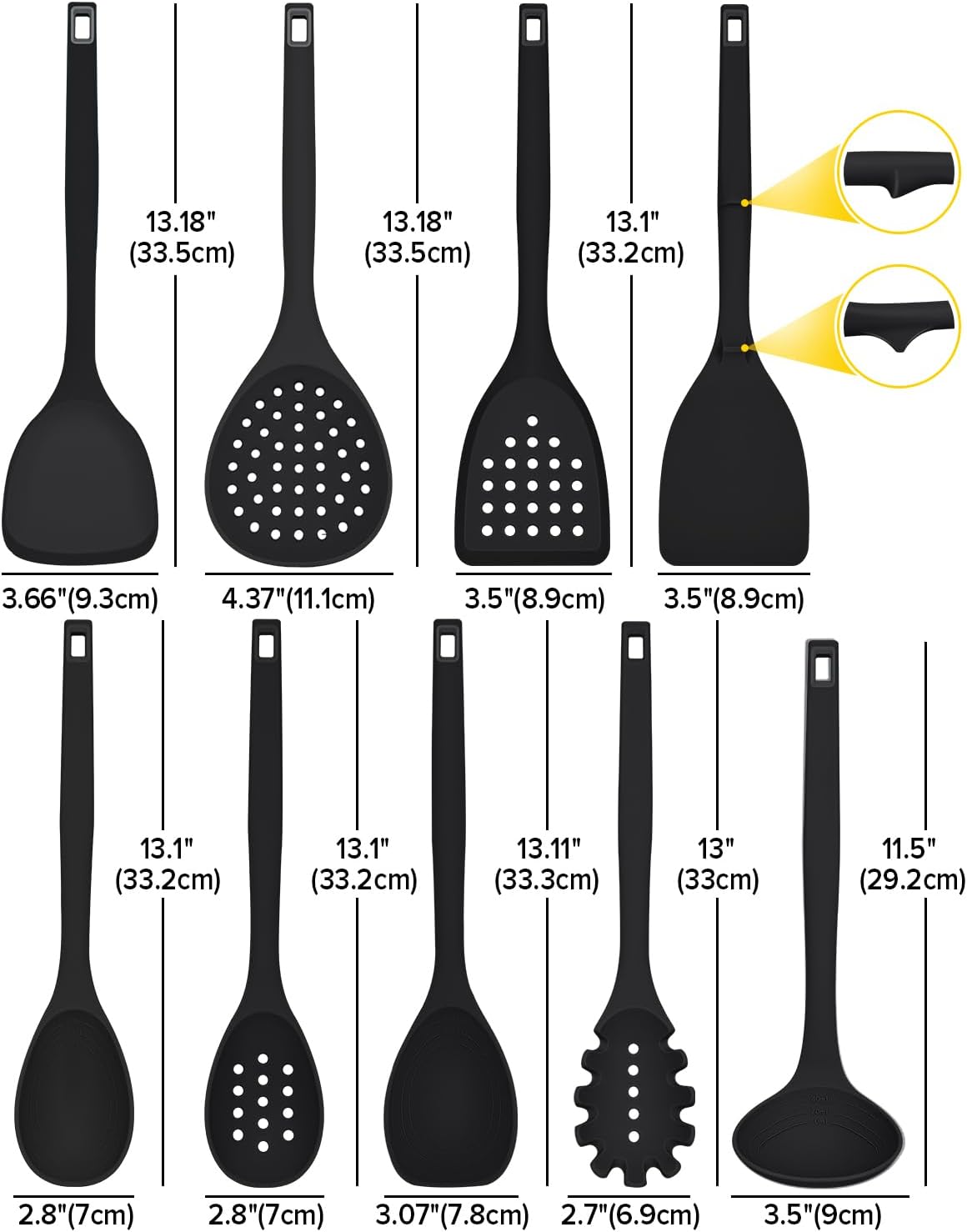 Silicone Cooking Utensils Set, 9 Pcs Heat Resistant Kitchen Utensils with Back Hooks, BPA Free Kitchen Tools with Spatulas, Spoons, Skimmer and Pasta Fork for Non Stick Cookware(KHAKI)