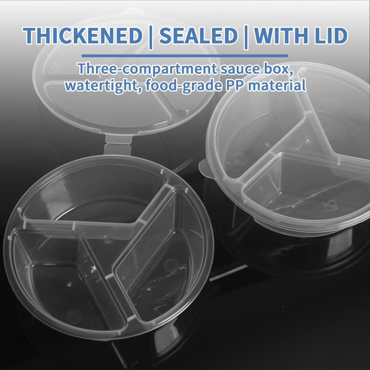 Three Compartment Snack Box With Lid,Snack Trays,Dip Container to Go,Reusable Snack Container,Disposable Box to Grab and Go with Prep For Adults.（10Pcs）