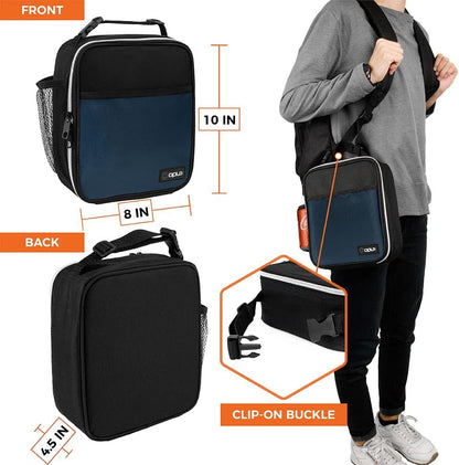 opux Premium Insulated Lunch Box, Soft School Lunch Bag for Kids Boys Girls, Leakproof Small Lunch Pail Men Women Work, Reusable Compact Cooler Tote Lunchbox for Office Adult, Black