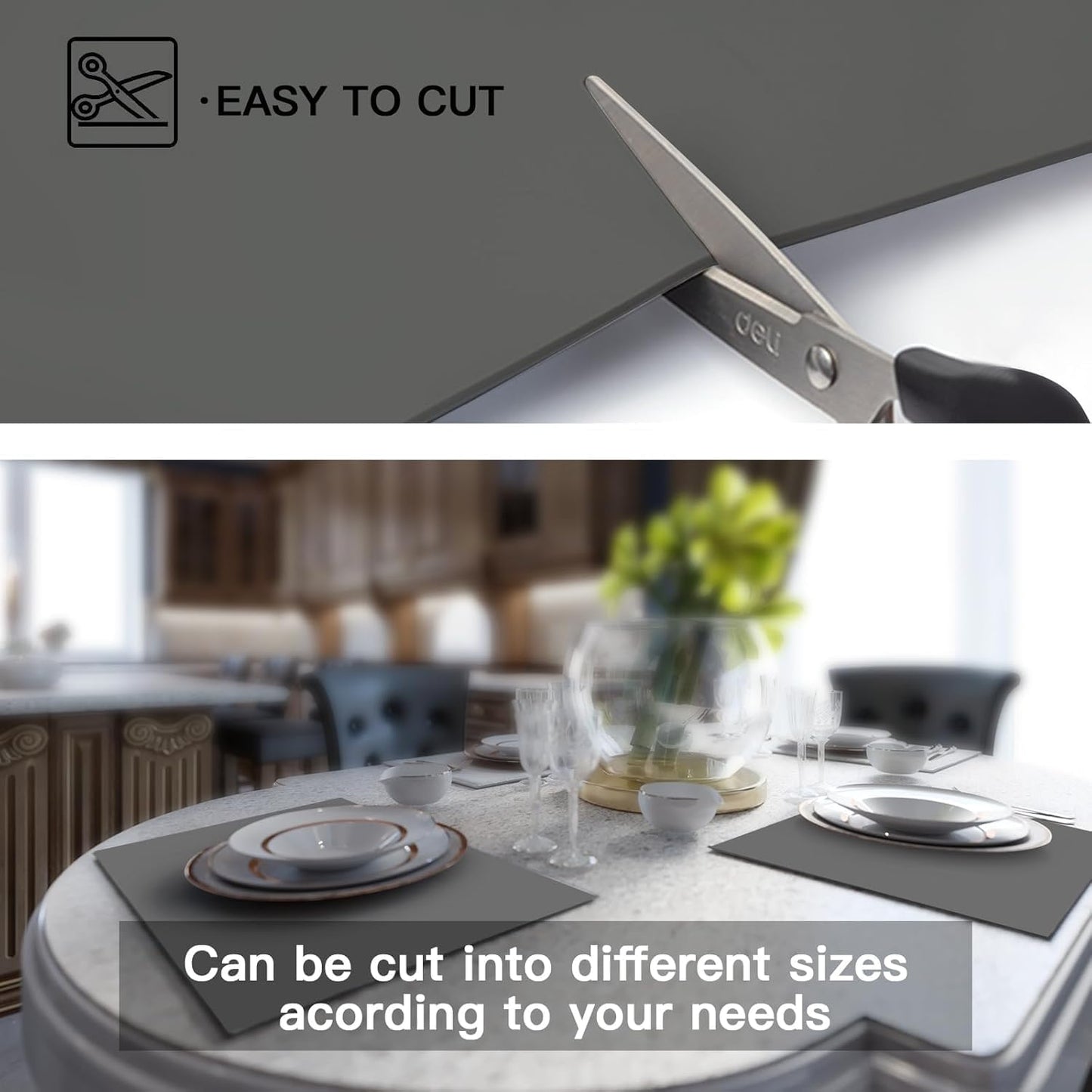 Silicone Mats for Kitchen Counter, 47.3"x23.6"x0.08" Largest Heat Resistant Mat Kitchen Island Waterproof 2MM Thick Countertop Protector Mat Nons-slip Extra Large Counter Mat (Black)