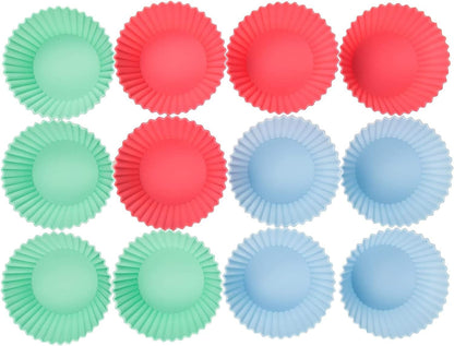LURCH Germany Flexiform Silicone Muffin Cupcake Cases - Set of 12 - Pink/Green/Blue