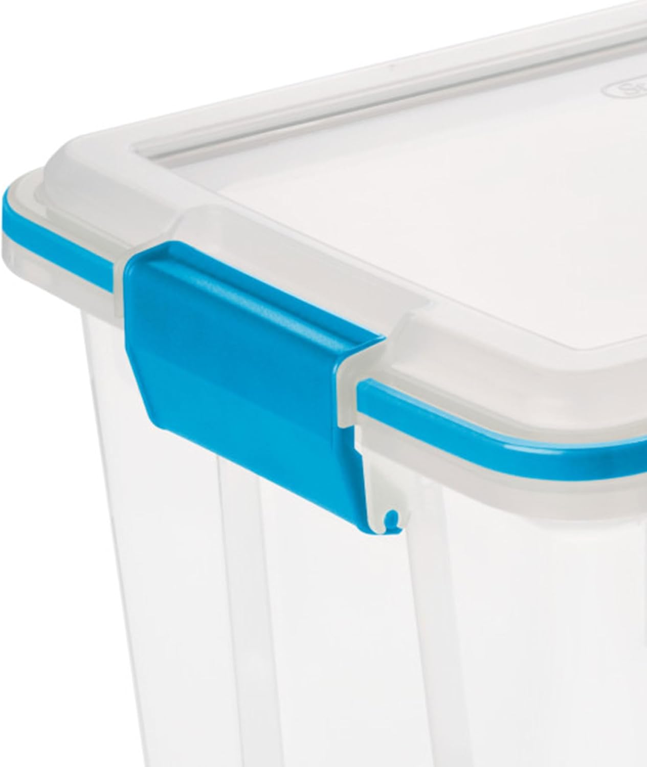 Sterilite 20 Qt Gasket Box, Stackable Storage Bin with Latching Lid and Tight Seal, Plastic Container to Organize Basement, Clear Base and Lid, 1-Pack