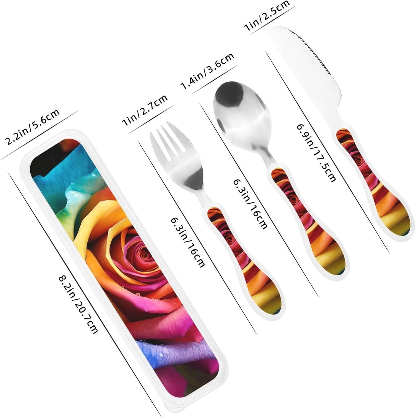 3-Piece Kids Silverware Set With Storage Case, Stainless Steel Reusable Children Safe Knife Spoon Fork Set Blue Active Girl Running Sunset Children Flatware Set For Kids Lunch Box - Colors C