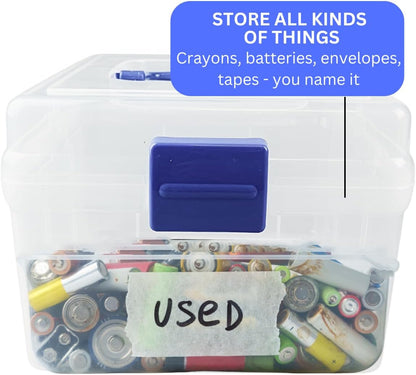 BIN BUDDY 3-Layer Stackable Clear Plastic Boxes | Removable Dividers | 5.75" (14.6 cm) x 5.75" (14.6 cm) x 5" (12.7 cm) | Ideal for Craft & Garage Organizing