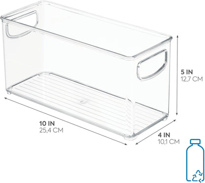 iDesign Plastic Stackable Pantry Bin - Storage Bin with Handles for Cabinets or Fridge - Set of 2 - Clear