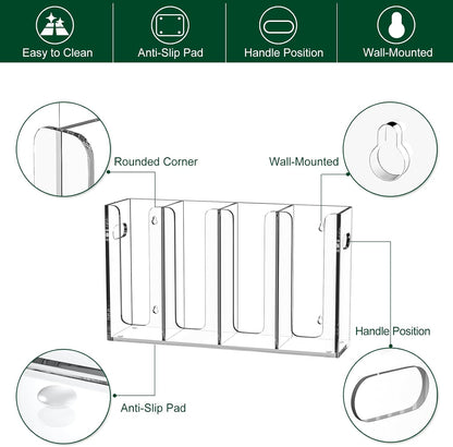 Disposable Coffee Cup Dispenser with Handles, Countertop or Wall Mount Hot/Cold Drink Cup and Lid Holder - Bathroom/Kitchen/Office Acrylic Cup Lid Storage Organizer (1 Compartment, Clear)