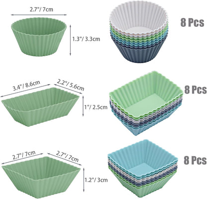 60PCS Silicone Lunch Box Dividers, Heavy-Duty Silicone Cupcake Liners for Muffin Cups, Reusable Kids' Lunch/Bento Box Accessories Set with Animal Forks, Food-Grade, BPA Free(20 Liners + 40 Picks)