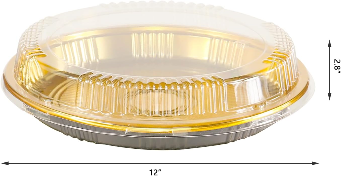 5 Pcs 12'' Plastic Disposable Pie Containers with Clear Lid Disposable Round Pie Keeper Dessert Containers Pizza Boxes for Storing Baking Meal Prep